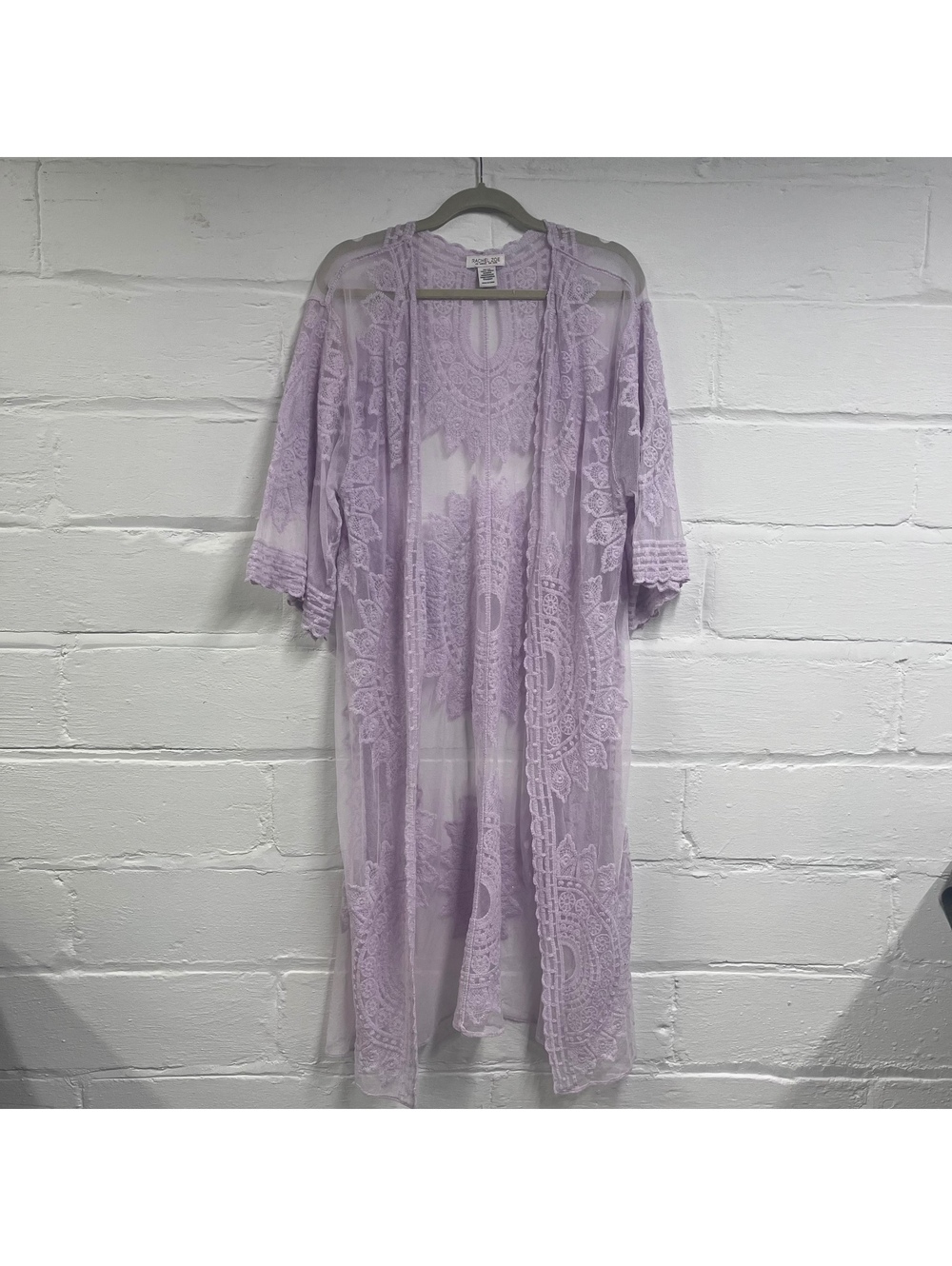Rachel Zoe Lavender Sheer Lace Robe or Duster, One Size